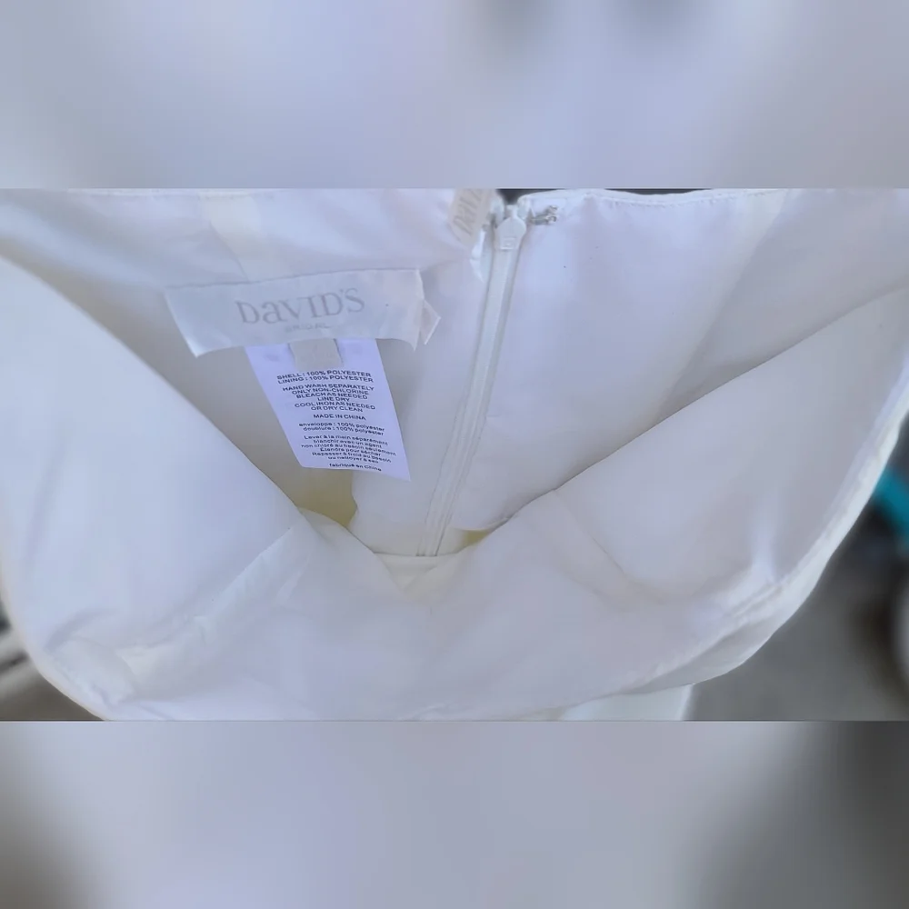 David's Bridal White Crinkle Chiffon Wedding Dress  – Size 2 - Picture 15 of 17